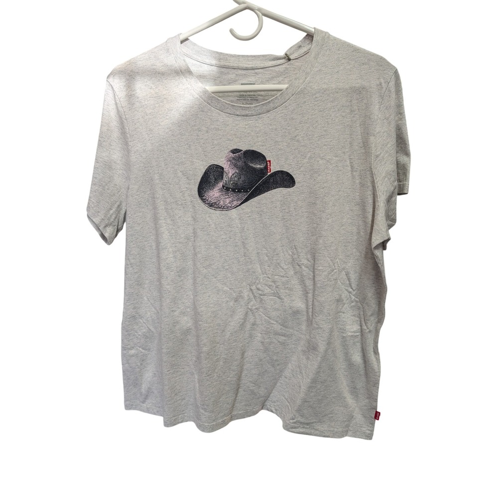 Levi's Graphic Tee Women XL Grey NEW Cowboy Hat Western Perfect T-Shirt